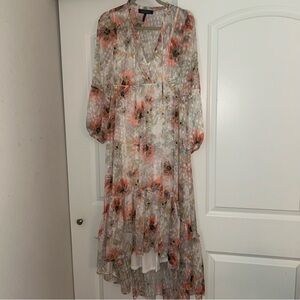 BCBGMaxAzria High Low Dress - Coral and Cream Floral
